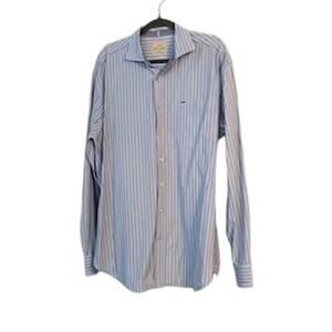 Tommy Bahama Button Down Shirt Mens LT Blue Striped Long Sleeve Office Preppy